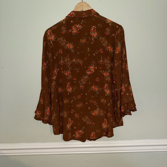 ARIAT Chic Floral Brown Blouse Size Large Floral - Picture 4 of 8
